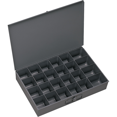 Boîtes &agrave; fond courb&eacute;, Acier, 24 compartiments, 13-3/8" la x 9-1/4" p, 2" h, Gris Distribution Jean Lapalme