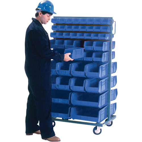 Double-Sided Mobile Bin Rack, Double-sided, 96 bins, 36" W x 24" D x 63" H Distribution Jean Lapalme