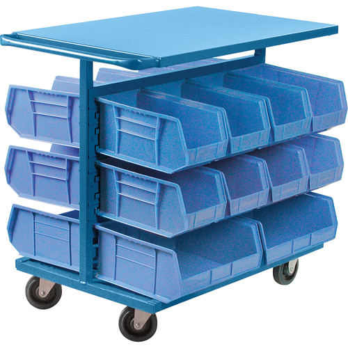 Chariot &agrave; bacs avec bacs, &agrave; deux c&ocirc;t&eacute;s, 20 bacs, 24" la x 38-1/2" p x 36-1/2" h Distribution Jean Lapalme