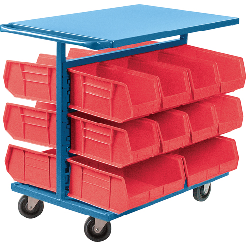 Chariot &agrave; bacs avec bacs, &agrave; deux c&ocirc;t&eacute;s, 20 bacs, 24" la x 38-1/2" p x 36-1/2" h Distribution Jean Lapalme