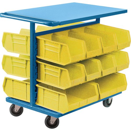 Chariot &agrave; bacs avec bacs, &agrave; deux c&ocirc;t&eacute;s, 20 bacs, 24" la x 38-1/2" p x 36-1/2" h Distribution Jean Lapalme