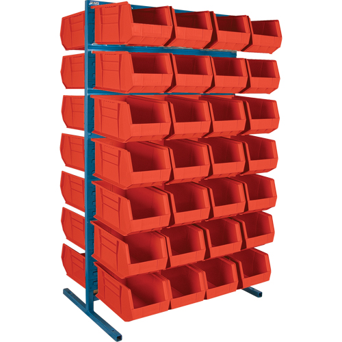 Support stationnaire deux c&ocirc;t&eacute;s pour bacs, 36" la x 24" p x 61" h, 56 bacs Distribution Jean Lapalme