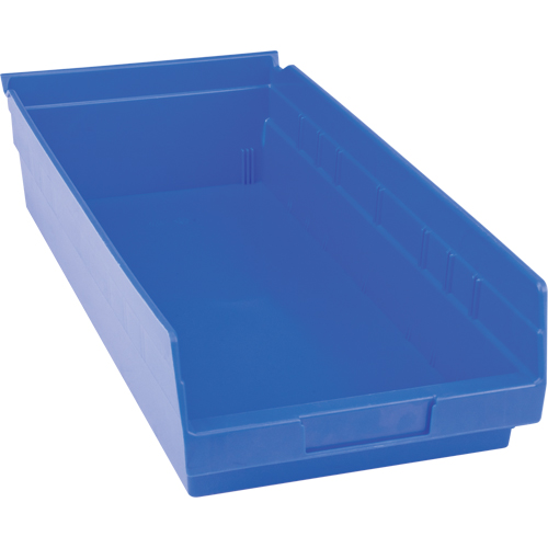 Plastic Shelf Bins, 8-3/8" W x 4" H x 17-7/8" D, Blue, 20 lbs. Capacity Distribution Jean Lapalme