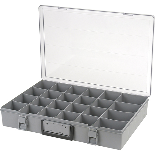 Boîte &agrave; compartiments, Plastique, 24 compartiments, 18-1/2" la x 13" p, 3" h, Gris Distribution Jean Lapalme