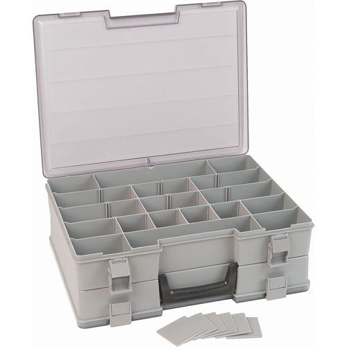 Boîte &agrave; compartiments, Plastique, 48 compartiments, 15-1/2" la x 11-3/4" p, 5" h, Gris Distribution Jean Lapalme