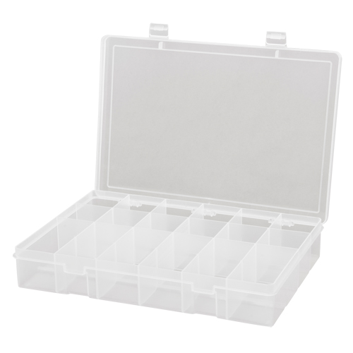 Boîtes &agrave; compartiments compactes en polypropyl&egrave;ne, 13-1/8" la x 9" p x 2-5/16" h, 18 compartiments Distribution Jean Lapalme