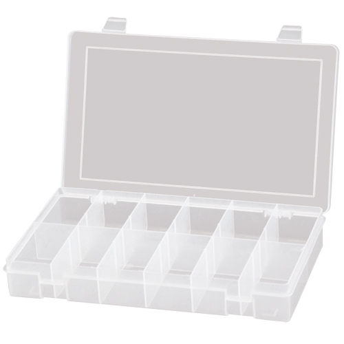 Compact Polypropylene Compartment Cases, 11" W x 6-3/4" D x 1-3/4" H, 12 Compartments Distribution Jean Lapalme