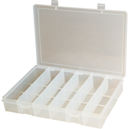 Compact Polypropylene Compartment Cases, 11" W x 6-3/4" D x 1-3/4" H, 6 Compartments Distribution Jean Lapalme