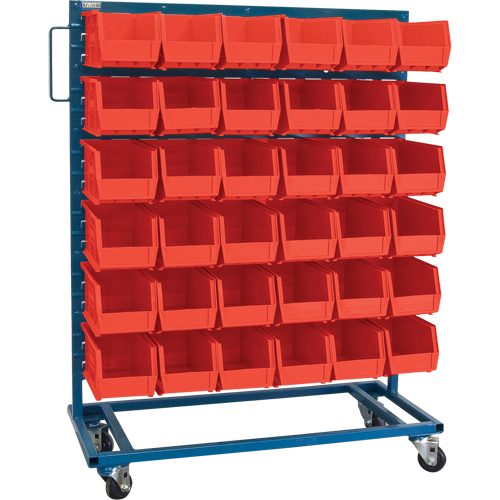 Single-Sided Mobile Bin Rack, Single-sided, 36 bins, 36" W x 16" D x 46-1/2" H Distribution Jean Lapalme