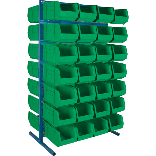 Support stationnaire deux c&ocirc;t&eacute;s pour bacs, 61" la x 56" p x 24" h, 56 bacs Distribution Jean Lapalme