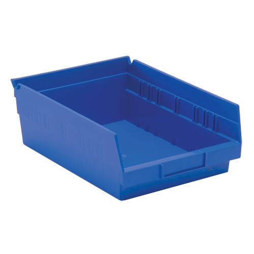 Shelf Bins, 8-3/8" W x 4" H x 11-5/8" D, Blue, 30 lbs. Capacity Distribution Jean Lapalme
