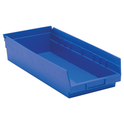 Bacs de rangement pour tablettes, 8-3/8" la x 4" H x 17-7/8" p, Bleu, Capacit&eacute; 40 lb Distribution Jean Lapalme