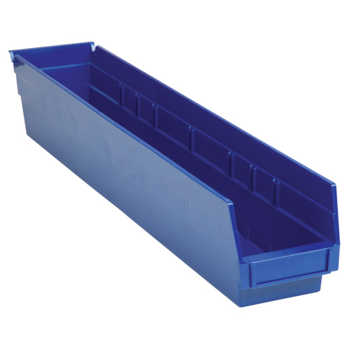 Bacs de rangement pour tablettes, 4-1/8" la x 4" H x 23-5/8" p, Bleu, Capacit&eacute; 50 lb Distribution Jean Lapalme
