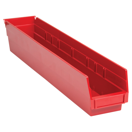 Bacs de rangement pour tablettes, 4-1/8" la x 4" H x 23-5/8" p, Rouge, Capacit&eacute; 50 lb Distribution Jean Lapalme
