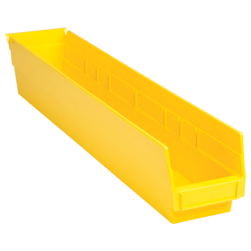 Bacs de rangement pour tablettes, 4-1/8" la x 4" H x 23-5/8" p, Jaune, Capacit&eacute; 50 lb Distribution Jean Lapalme