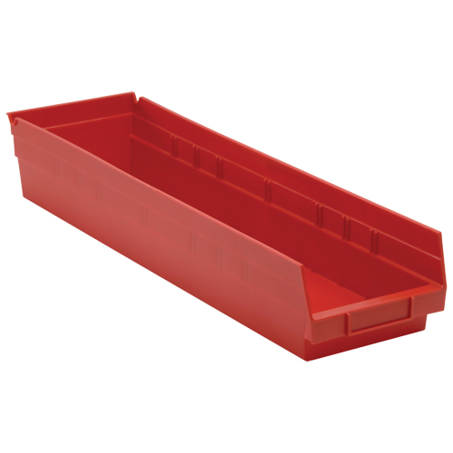 Bacs de rangement pour tablettes, 6-5/8" la x 4" H x 23-5/8" p, Rouge, Capacit&eacute; 50 lb Distribution Jean Lapalme