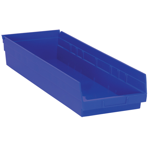 Shelf Bins, 8-3/8" W x 4" H x 23-5/8" D, Blue, 50 lbs. Capacity Distribution Jean Lapalme