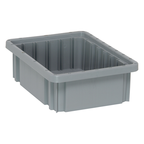 Divider Box&reg; Containers, Plastic, 10.9" W x 8.3" D x 3.5" H, Grey Distribution Jean Lapalme