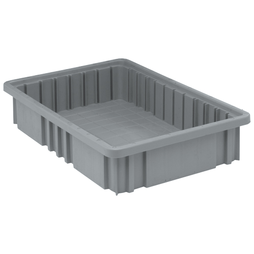 Divider Box&reg; Containers, Plastic, 16.5" W x 10.9" D x 3.5" H, Grey Distribution Jean Lapalme