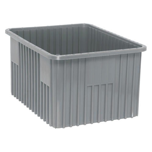 Divider Box&reg; Containers, Plastic, 22.5" W x 17.5" D x 12" H, Grey Distribution Jean Lapalme