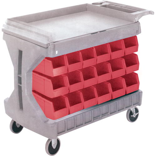 Pro Cart With Blue Bins, Double-sided, 36 bins, 45-5/18" W x 24" D x 34-3/4" H Distribution Jean Lapalme