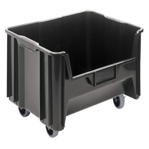 Bac g&eacute;ant mobile empilable, 12-7/16" ha x 19-7/8" la x 15-1/4" p, Capacit&eacute; de 250 lb, Noir Distribution Jean Lapalme