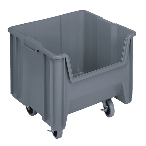 Bac g&eacute;ant mobile empilable, 12-1/2" ha x 16-1/2" la x 17-1/2" p, Capacit&eacute; de 250 lb, Gris Distribution Jean Lapalme