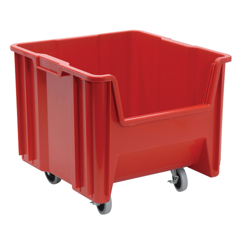 Bac g&eacute;ant mobile empilable, 12-1/2" ha x 16-1/2" la x 17-1/2" p, Capacit&eacute; de 250 lb, Rouge Distribution Jean Lapalme