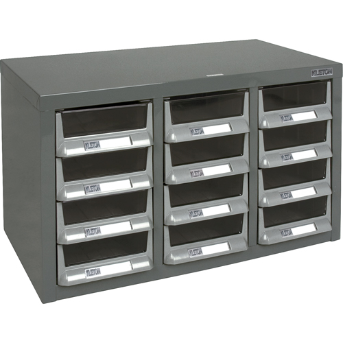 KPC-100 Parts Cabinet, Galvanized Steel, 12 Drawers, 23" x 11-2/5" x 13-4/5", Grey Distribution Jean Lapalme