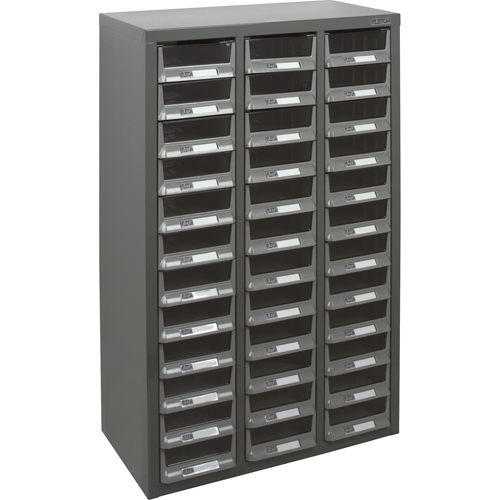 KPC-100 Parts Cabinet, Galvanized Steel, 36 Drawers, 23" x 11-2/5" x 36-9/10", Grey Distribution Jean Lapalme