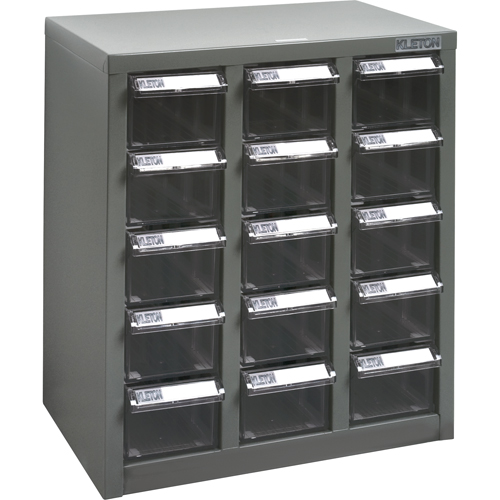 KPC-500 Parts Cabinet, Steel, 15 Drawers, 14" x 8-2/3" x 16-1/3", Grey Distribution Jean Lapalme