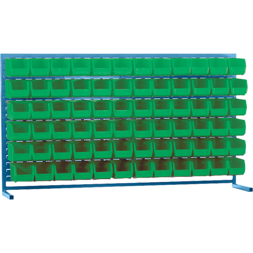 Rayonnage &agrave; persienne avec bacs, 72 bacs, 72" la x 15" p x 40" h Distribution Jean Lapalme