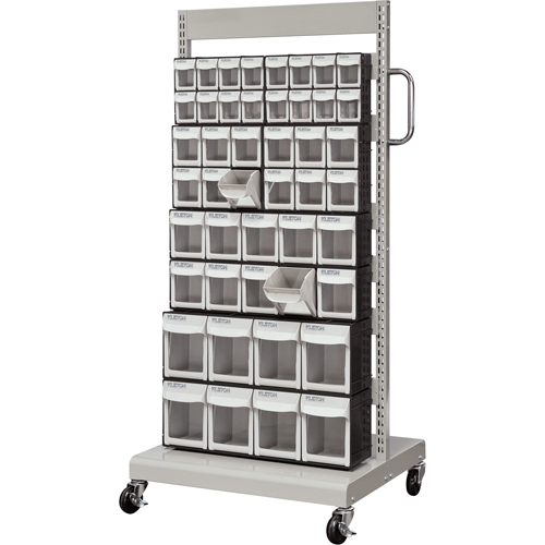 Mobile Tilt Bin Rack, Single-sided, 46 bins, 26-1/4" W x 22" D x 57-1/2" H Distribution Jean Lapalme