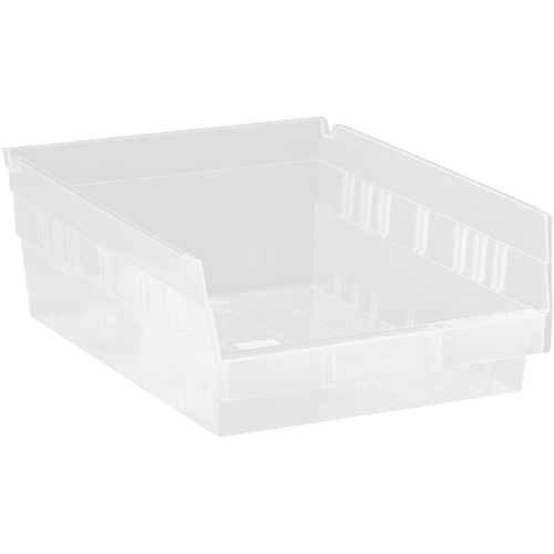 Shelf Bins, 8-3/8" W x 4" H x 11-5/8" D, Clear, 30 lbs. Capacity Distribution Jean Lapalme