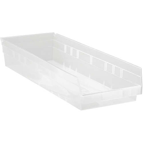 Shelf Bins, 8-3/8" W x 4" H x 23-5/8" D, Clear, 50 lbs. Capacity Distribution Jean Lapalme