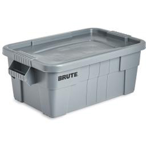Bac de stockage Brute avec couvercle, 27,88” p x 16,5” la x 10,7" h, Capacit&eacute; 112 lb, Gris Distribution Jean Lapalme