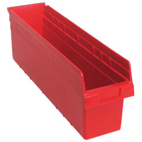 Store-Max Shelf Bins, 6-5/8" W x 8" H x 23-5/8" D, Red, 68 lbs. Capacity Distribution Jean Lapalme