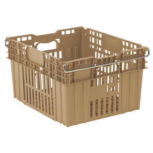 Agricultural Plastic Stack-N-Nest Container, 20" x 24" x 13.4", Beige Distribution Jean Lapalme