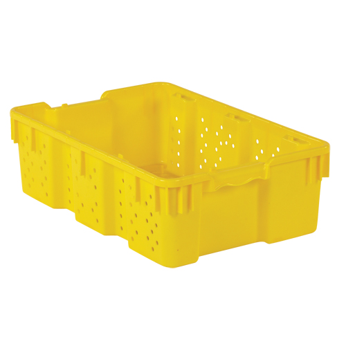 Agricultural Plastic Stack-N-Nest Container, 16" x 23.9" x 7.3", Yellow Distribution Jean Lapalme