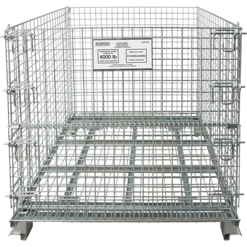 Conteneur repliable en m&eacute;tal grillag&eacute;, 40" la x 48" p x 42" h, Capacit&eacute; de 4000 lb Distribution Jean Lapalme