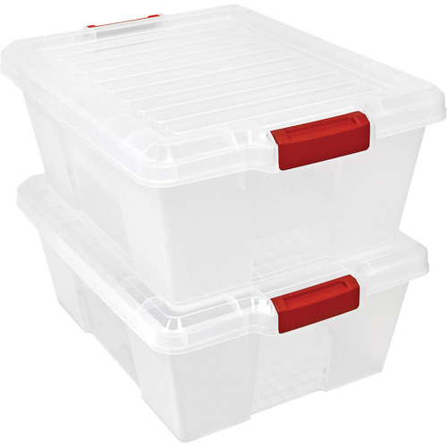 Contenant avec loquets en plastique,  la x 21" p x 7,75" h, Noir Distribution Jean Lapalme
