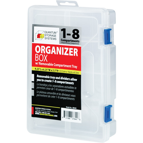 Plastic Compartment Box, 6.25" W x 9.25" D x 2.2" H, 8 Compartments Distribution Jean Lapalme