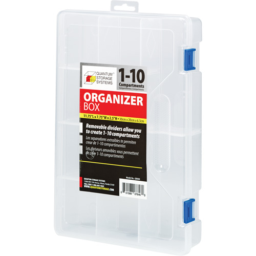 Plastic Compartment Box, 7.75" W x 11.75" D x 2.2" H, 10 Compartments Distribution Jean Lapalme