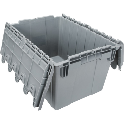 Flip Top Plastic Distribution Container, 21.65" x 15.5" x 12.5", Grey Distribution Jean Lapalme