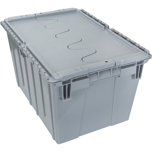 Flip Top Plastic Distribution Container, 21.65" x 15.5" x 12.5", Grey Distribution Jean Lapalme