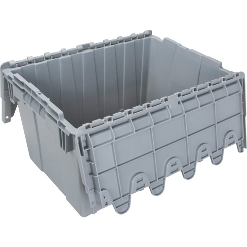 Flip Top Plastic Distribution Container, 21.65" x 15.5" x 12.5", Grey Distribution Jean Lapalme