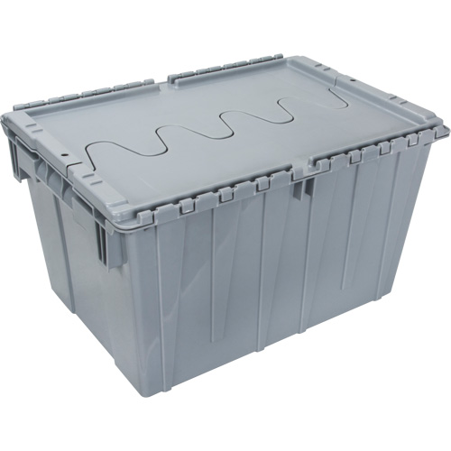 Flip Top Plastic Distribution Container, 21.65" x 15.5" x 12.5", Grey Distribution Jean Lapalme