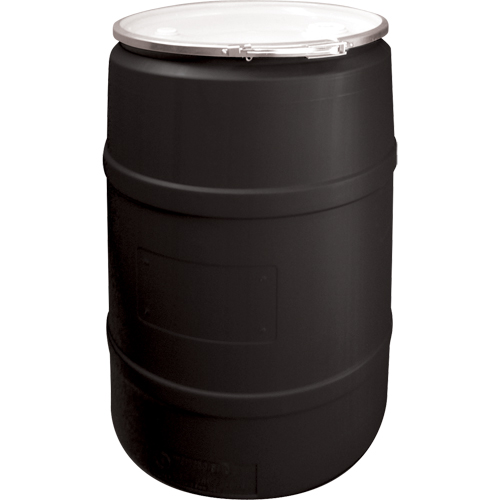 Barils en poly&eacute;thyl&egrave;ne, 55 gal. US (45 gal. imp.), Dessus ouvert, Noir Distribution Jean Lapalme
