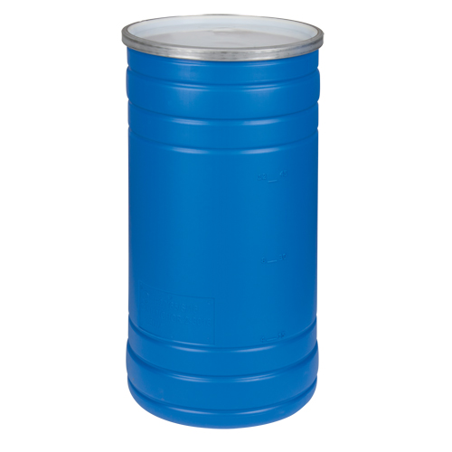 Barils en poly&eacute;thyl&egrave;ne, 15,5 gal. US (12,91 gal. imp.), Dessus ouvert, Bleu Distribution Jean Lapalme
