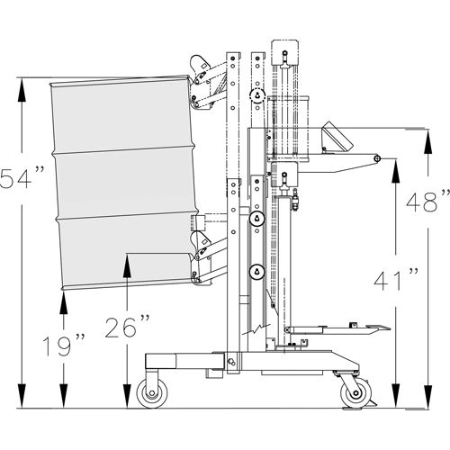 Manipulateur ergonomique de baril &agrave; balance, DM-100-S, 30 - 85 gal. US (25 - 70 gal. imp.) Distribution Jean Lapalme